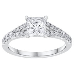 GIA Certified 1.06 Carats Princess Cut Diamond Engagement Ring with Side Stones