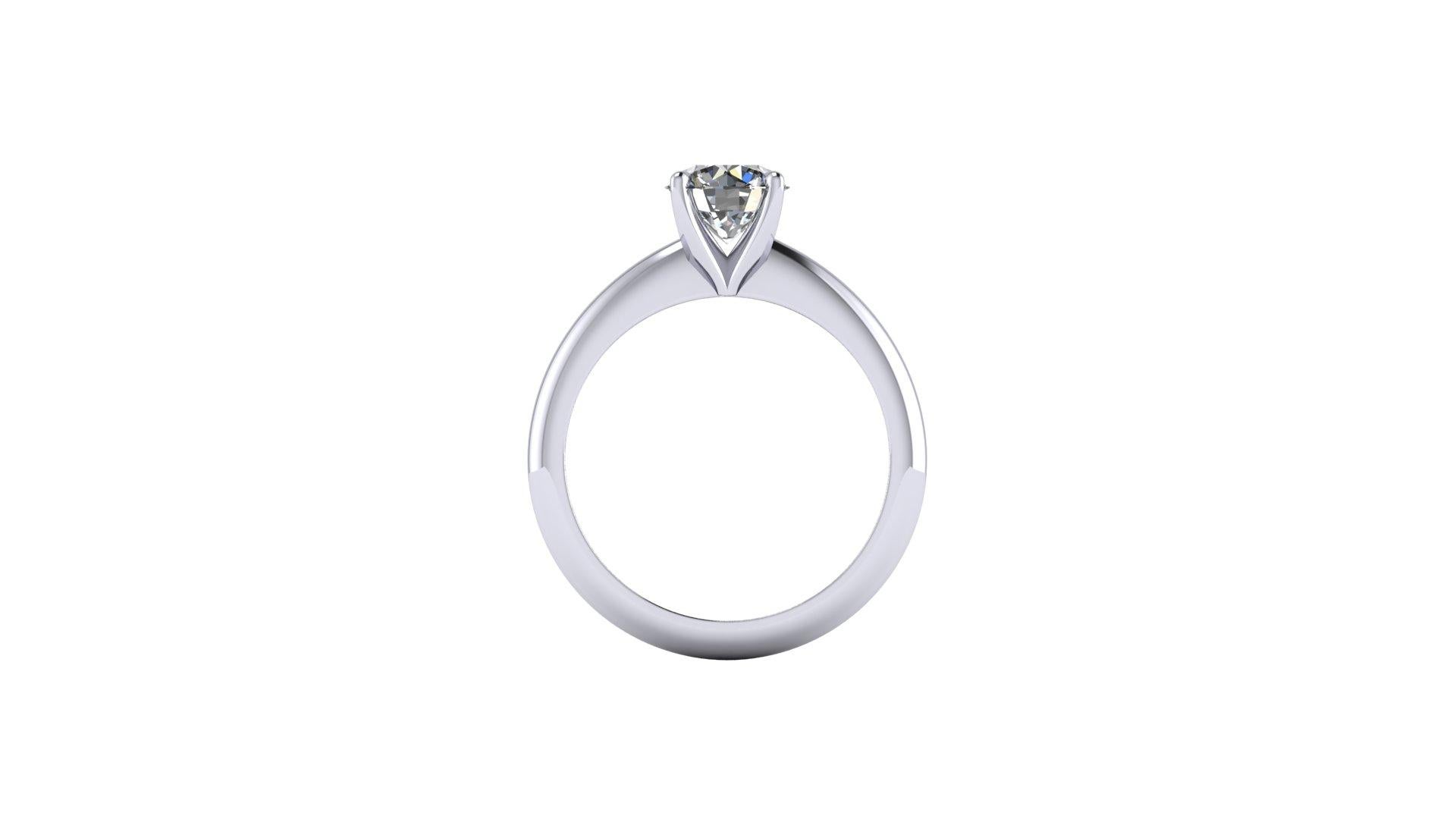 Modern GIA Certified 1.06 Carats Round Diamond Classic Solitaire Platinum 950 For Sale