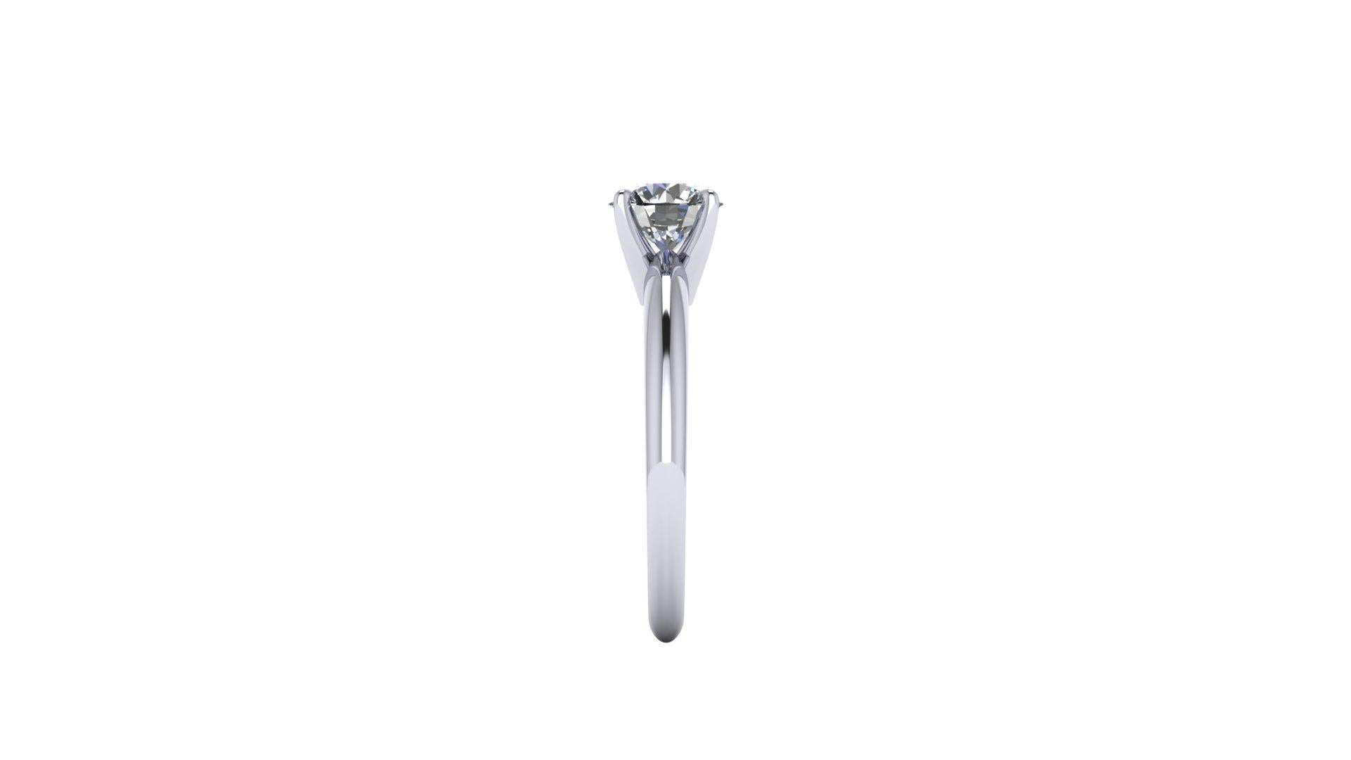 Round Cut GIA Certified 1.06 Carats Round Diamond Classic Solitaire Platinum 950 For Sale