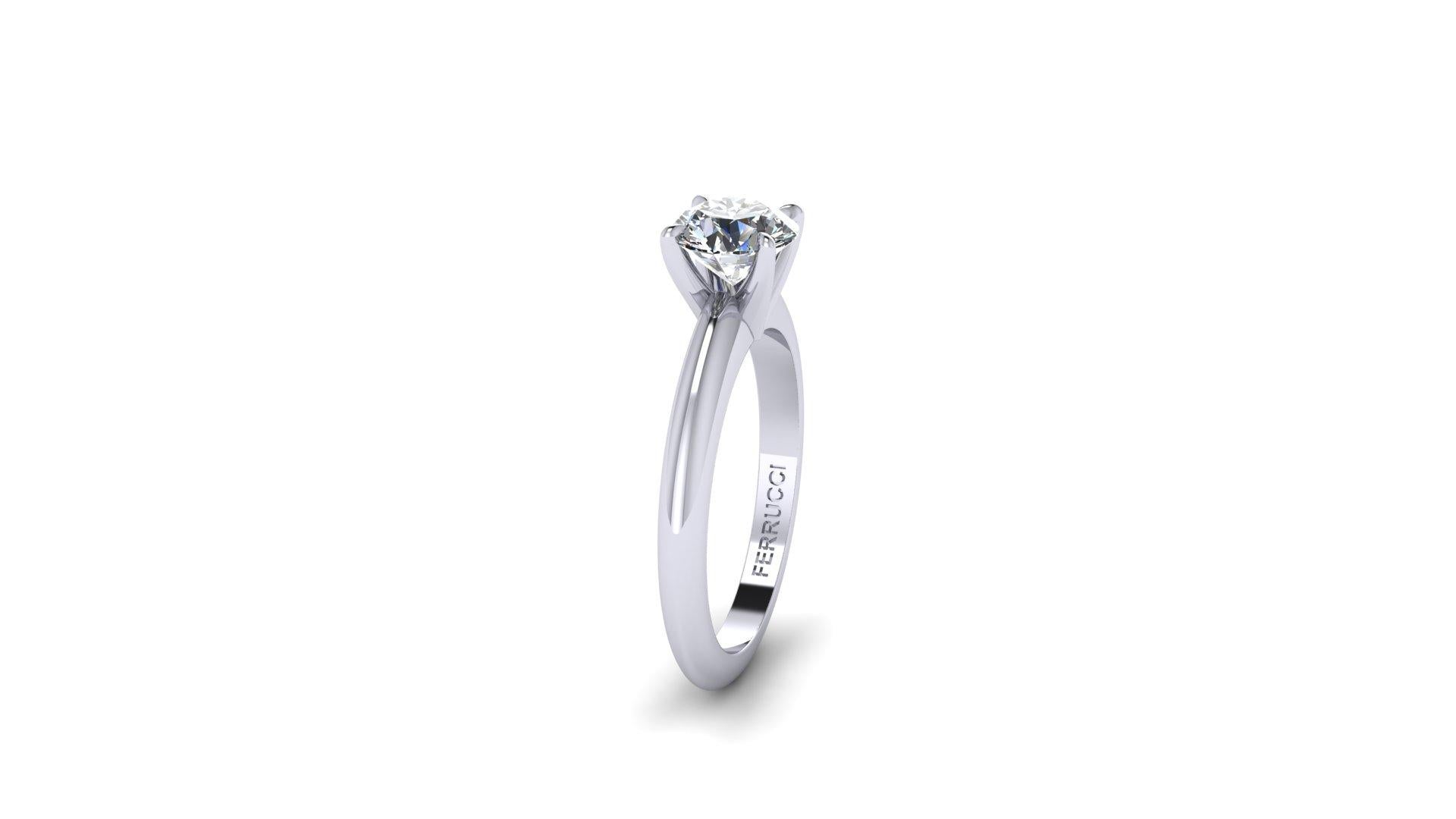 GIA Certified 1.06 Carats Round Diamond Classic Solitaire Platinum 950 In New Condition For Sale In New York, NY