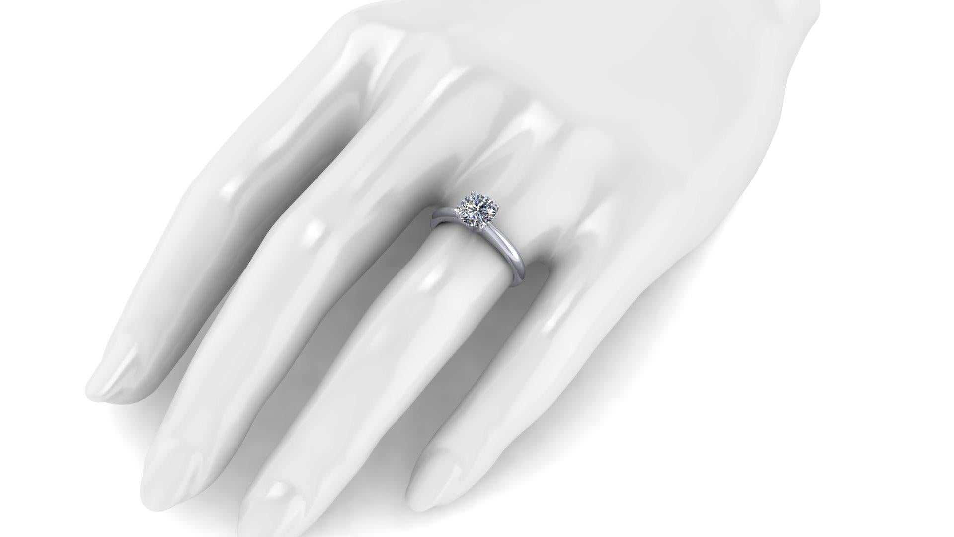 GIA Certified 1.06 Carats Round Diamond Classic Solitaire Platinum 950 For Sale 3