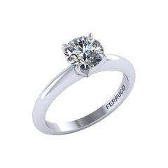 Diamante redondo solitario certificado GIA de 1,06 quilates Platino clásico 950