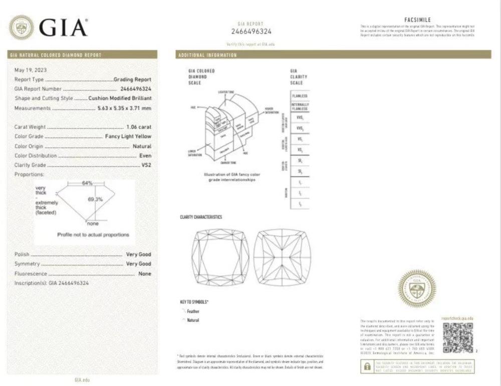 GIA Certified 1.06 CT Fancy Light Yellow Diamond Three-Stone Ring For Sale 2