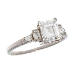 GIA Certified 1.06 Emerald Cut Diamond Platinum Ring