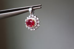GIA certified 1.06Carat Burmese Unheated Ruby and Natural Diamond Pendant