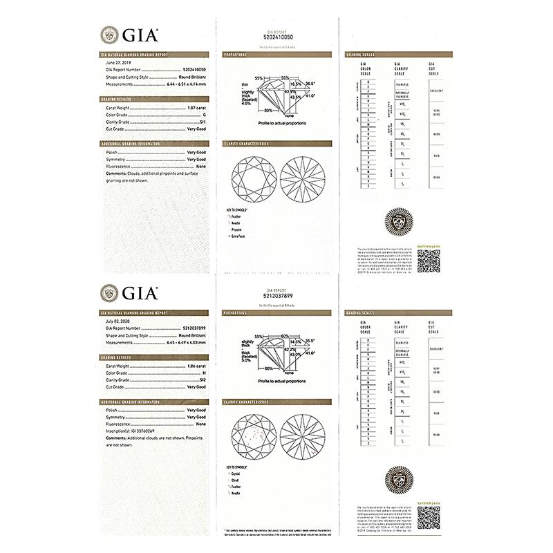 GIA-zertifizierte 1,06 Karat und 1,07 Karat Diamant-Ohrstecker im Zustand „Gut“ im Angebot in New York, NY