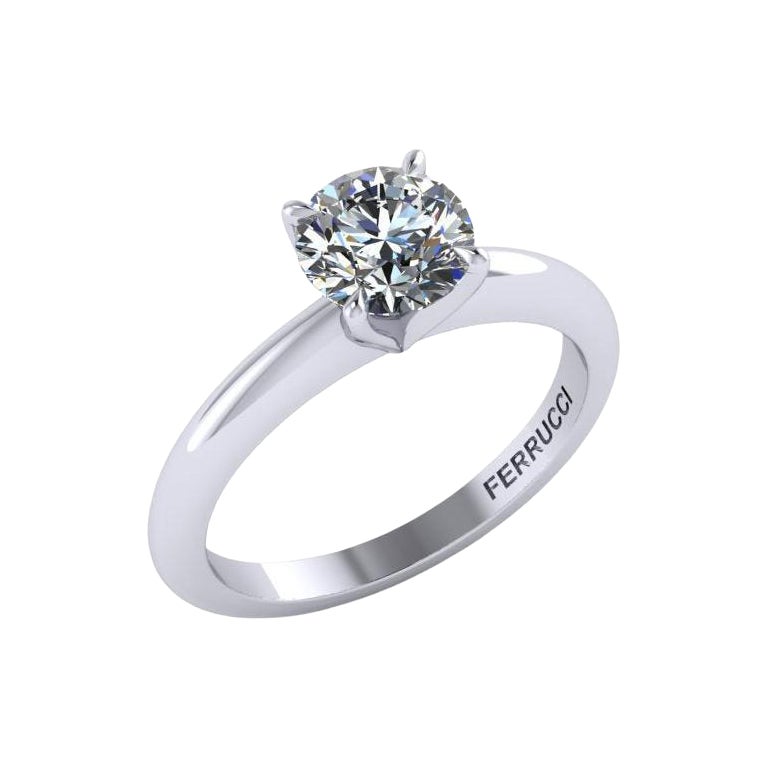 Anello con diamante rotondo certificato GIA da 1,06 carati Nature, di purezza impeccabile e colore D. A. in vendita