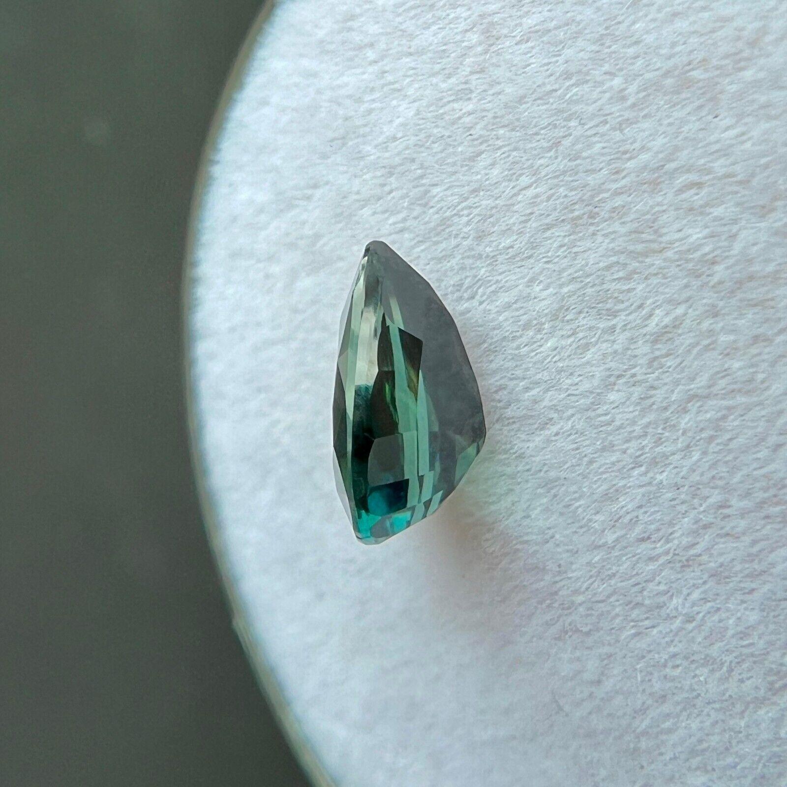 Gia Certified 1.06ct Natural Green Blue Teal Sapphire Untreated Pear Teardrop For Sale 2