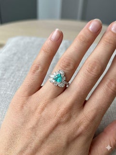 GIA-Certified 1.06ct Paraiba Tourmaline Diamond Halo Ring in Platinum