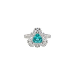 GIA-Certified 1.06ct Paraiba Tourmaline Diamond Halo Ring in Platinum