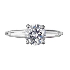 GIA Certified 1.07 Carat Diamond Platinum Three-Stone Engagement Ring