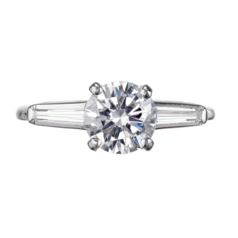 GIA Certified 1.07 Carat Diamond Platinum Three-Stone Engagement Ring ...