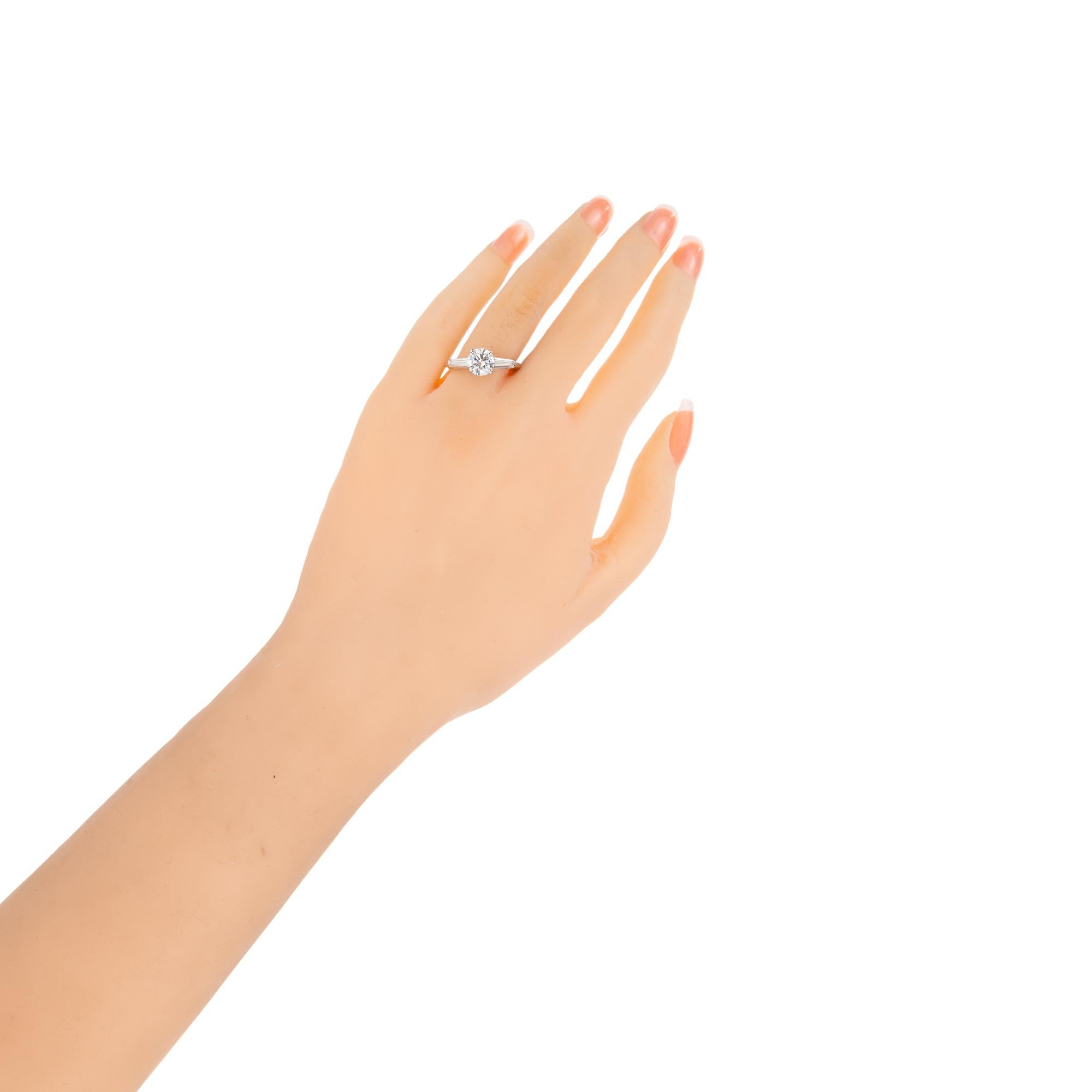 Women's GIA Certified 1.07 Carat Diamond Platinum Three-Stone Engagement Ring For Sale