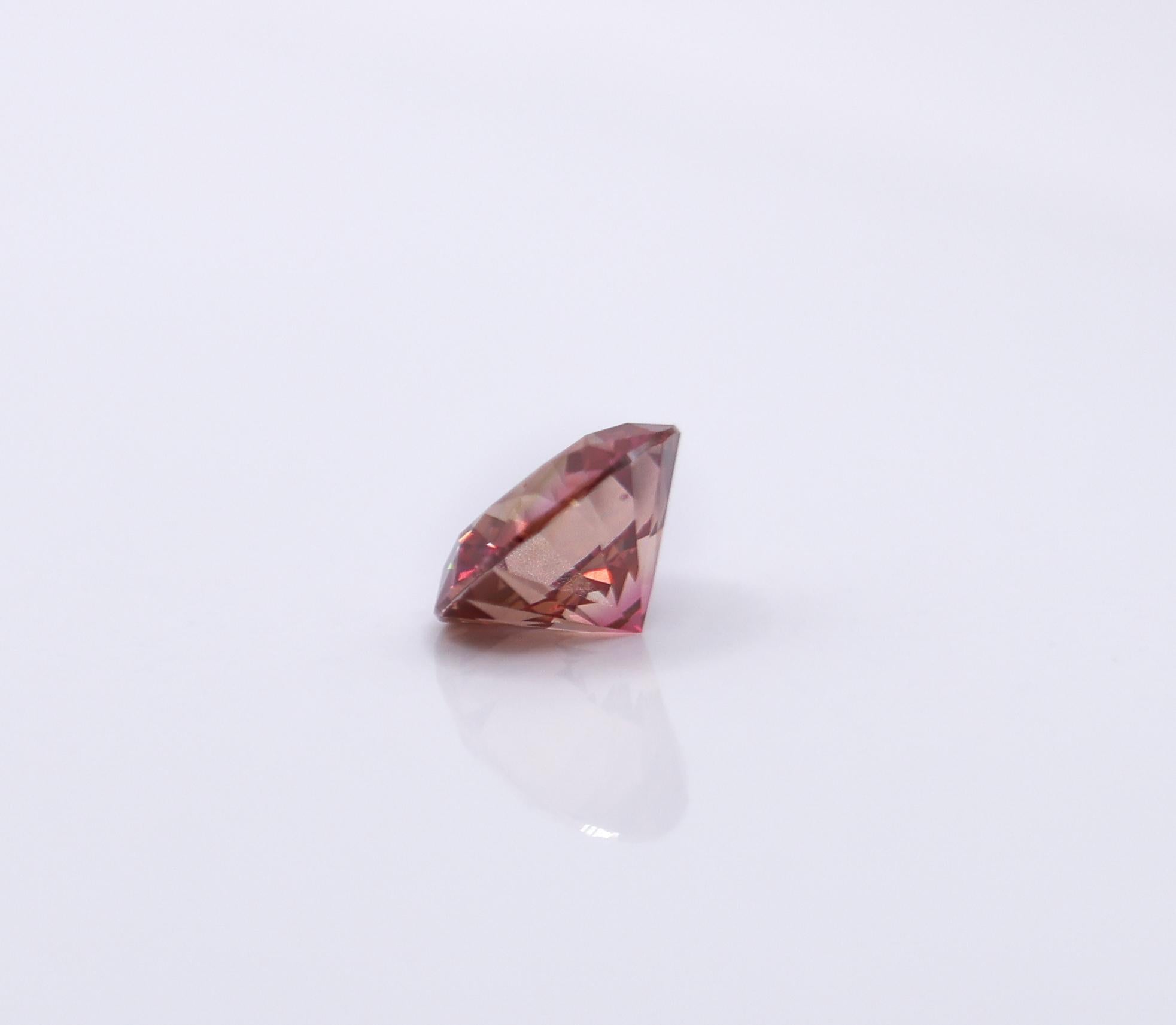GIA Certified 1.07 Carat Deep Pink Diamond Earth Mined Brilliant Round 6.5x4mm For Sale 1