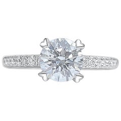 GIA Certified 1.07 Carat J Color VS1 Round-Cut Diamond and 18 Karat Ring