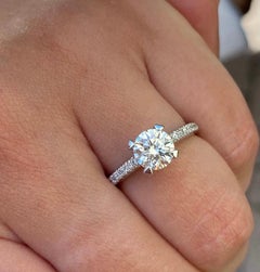 GIA Certified 1.07 Carat J Color VS1 Round-Cut Diamond and 18 Karat Ring
