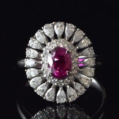 GIA Certified 1.07 Carat No Heat Burmese Ruby and Diamond Ring Made in Platinum
