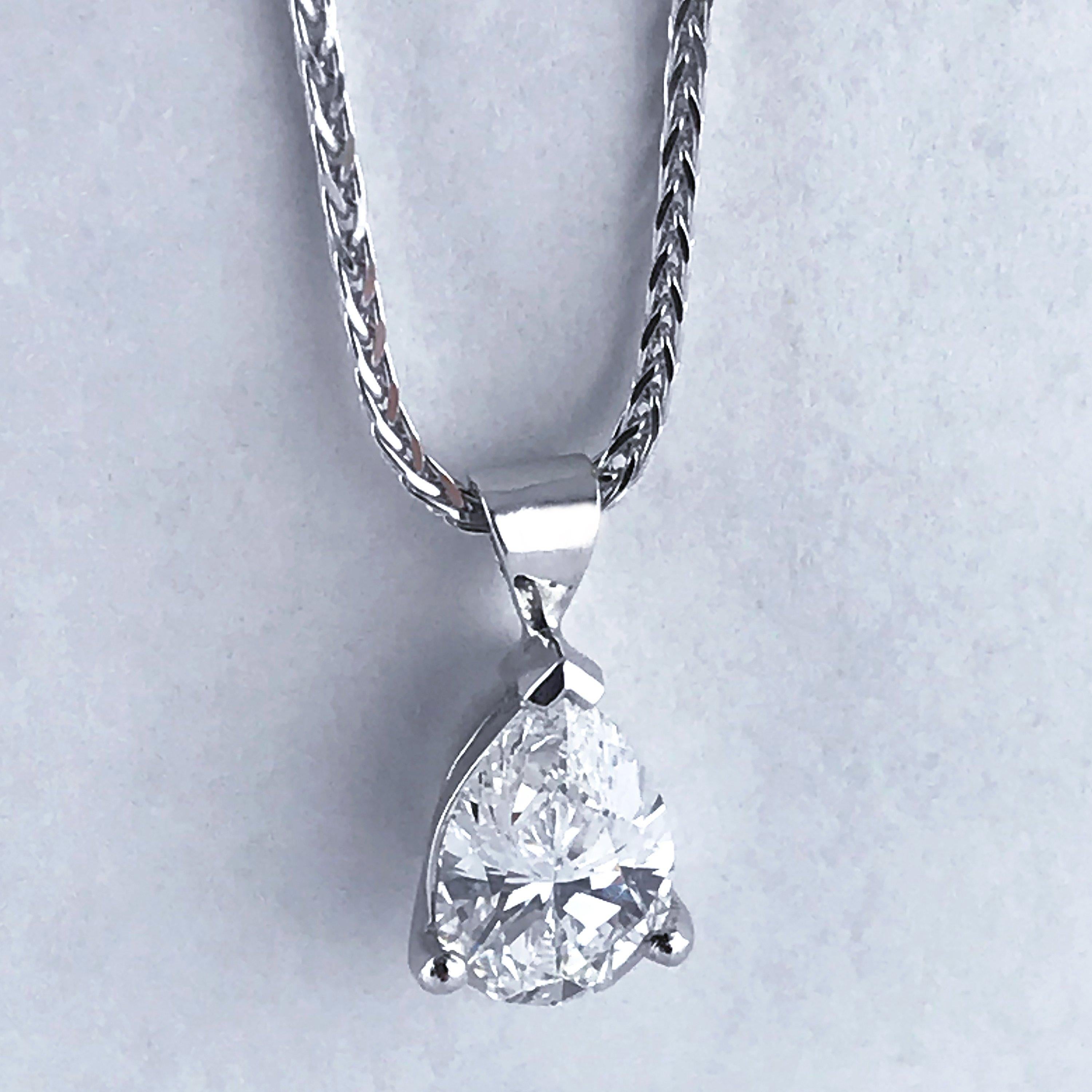 Pear Cut GIA Certified 1.07 Carat Pear Shape Diamond Drop Pendant