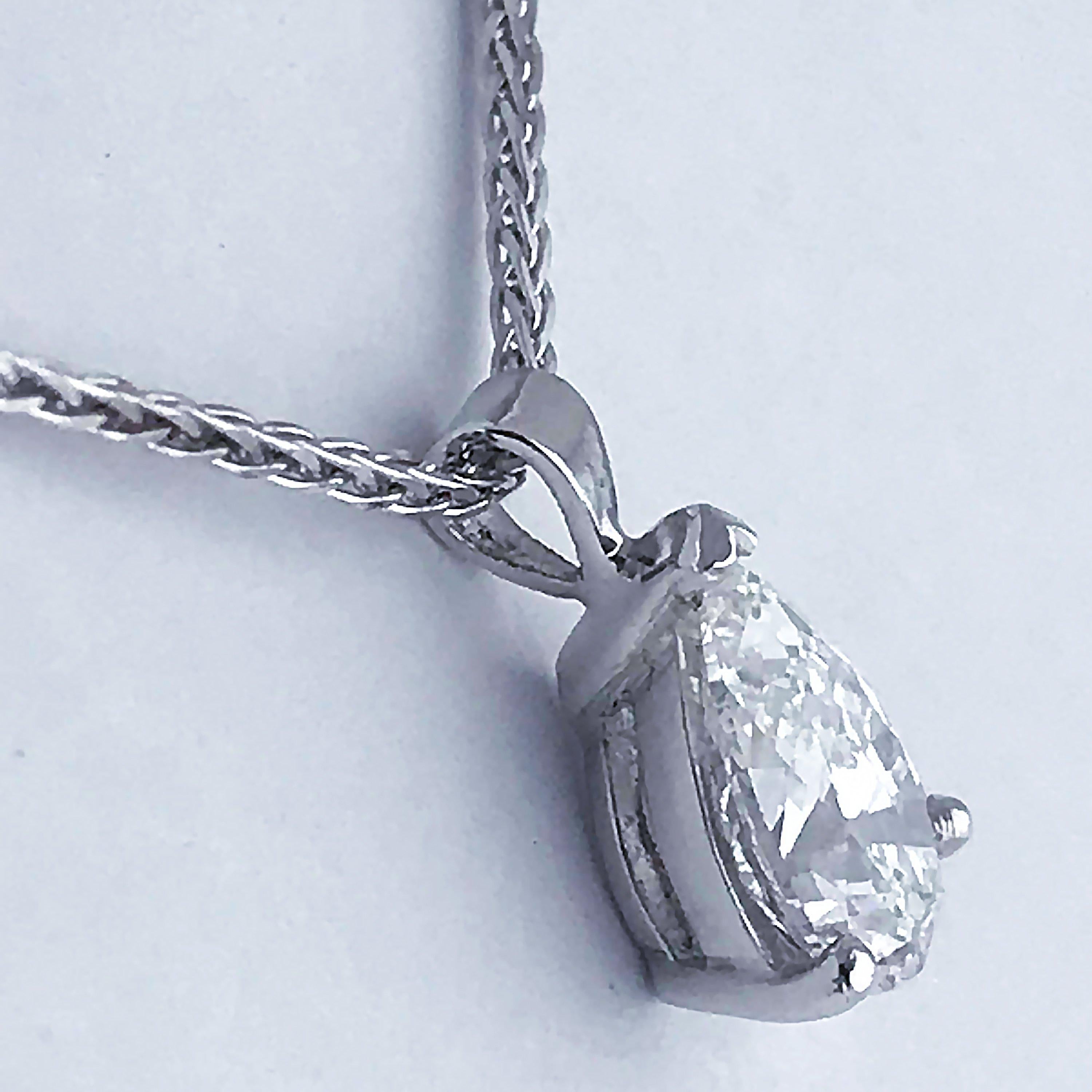 GIA Certified 1.07 Carat Pear Shape Diamond Drop Pendant 2
