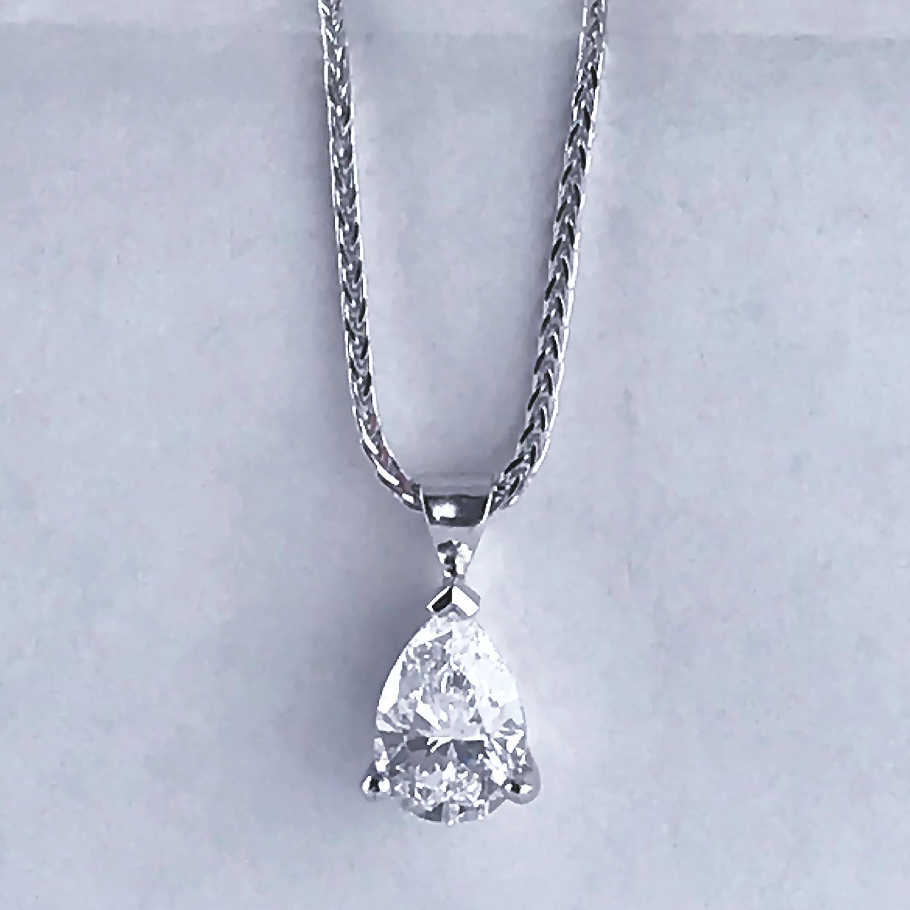 GIA Certified 1.07 Carat Pear Shape Diamond Drop Pendant 1