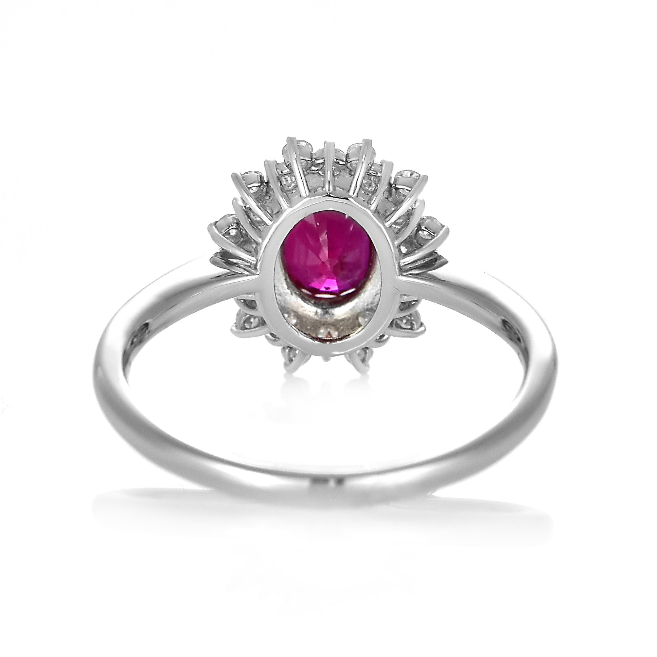 GIA Certified 1.07 Carat Pigeon's Blood Red Burmese Ruby Ring Made in Platinum For Sale 5