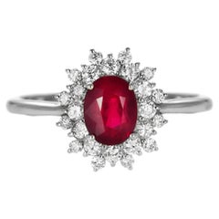 Anillo de rubí birmano rojo sangre de paloma de 1,07 quilates certificado por el GIA y fabricado en platino