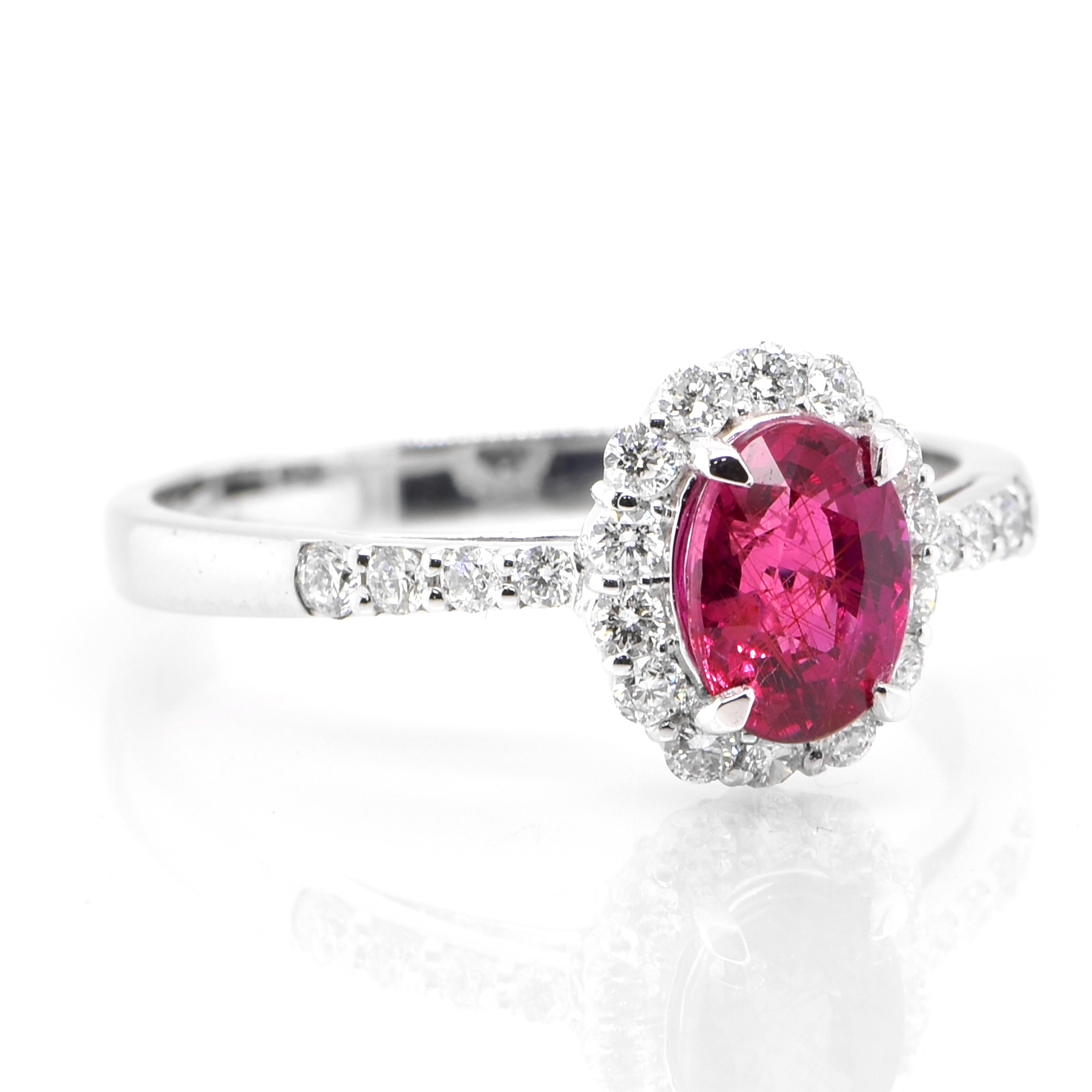 Modern GIA Certified 1.07 Carat Untreated Ruby & Diamond Cocktail Ring Made in Platinum For Sale