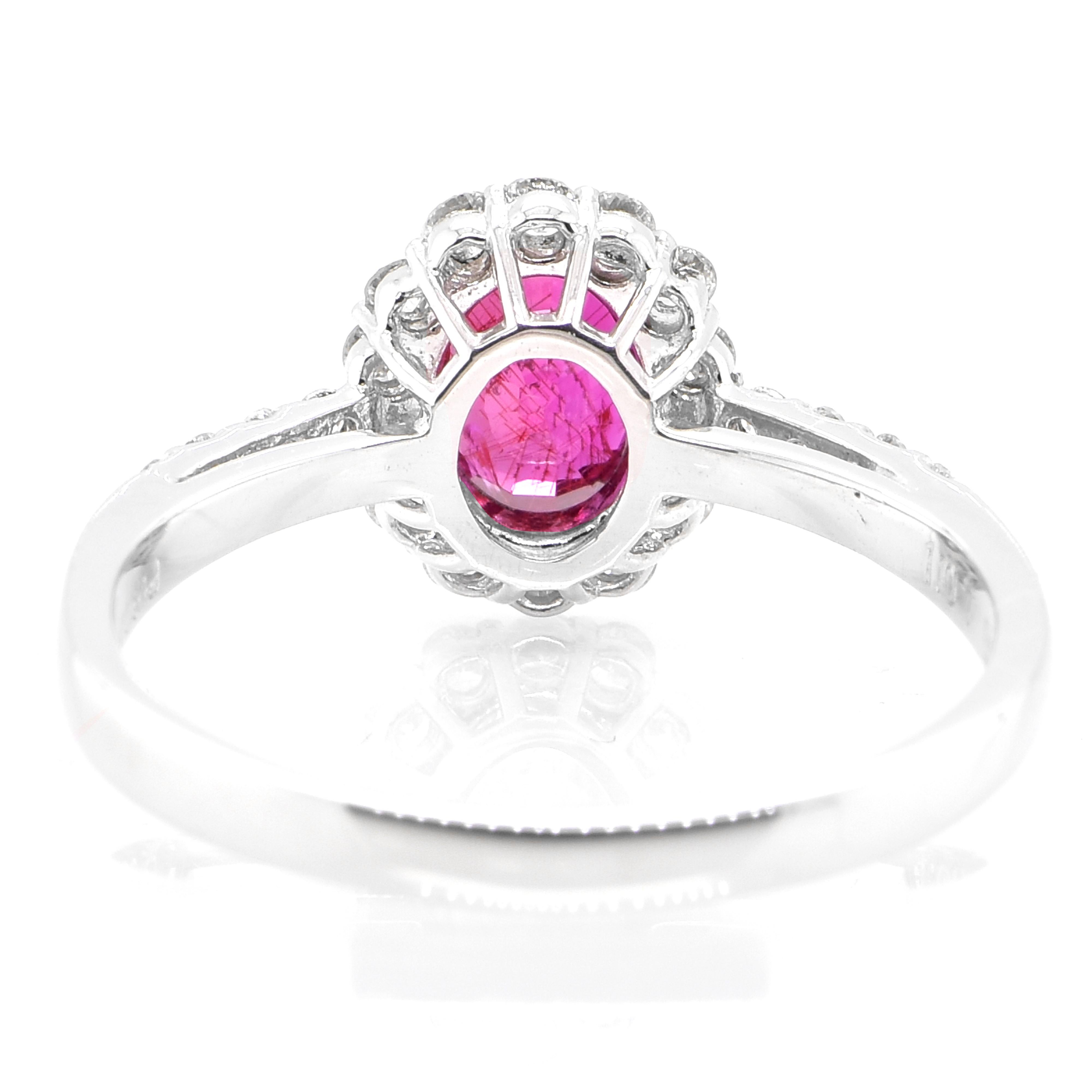 Women's GIA Certified 1.07 Carat Untreated Ruby & Diamond Cocktail Ring Made in Platinum For Sale
