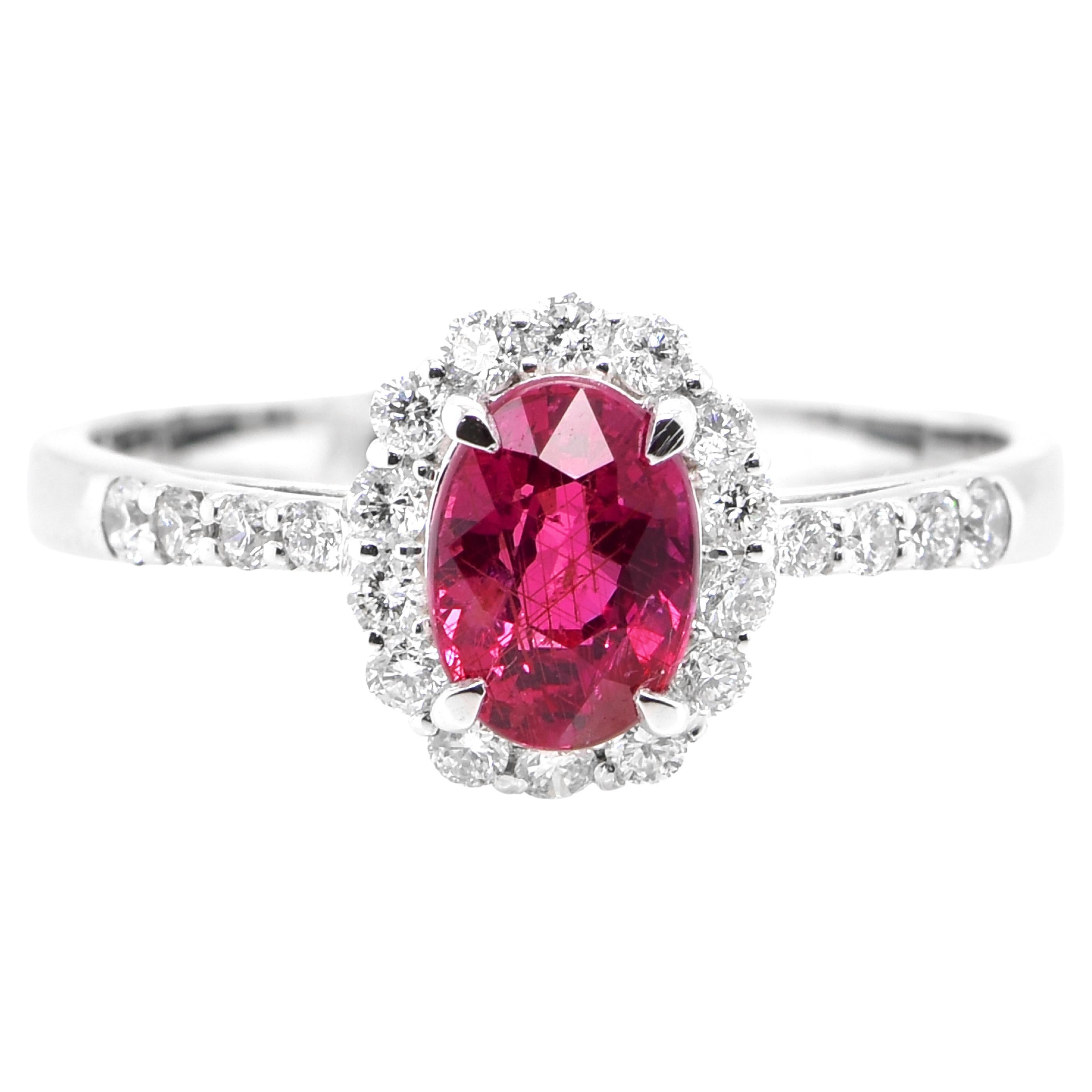 GIA Certified 1.07 Carat Untreated Ruby & Diamond Cocktail Ring Made in Platinum For Sale