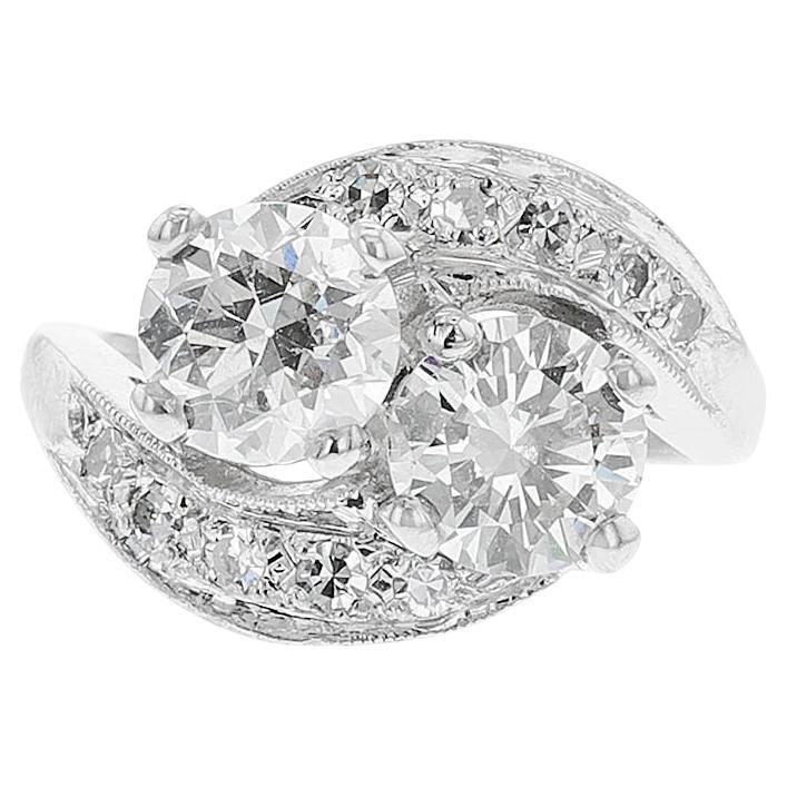 GIA Certified 1.07 ct. and 0.89 ct. Double Diamond Ring, Platinum en venta