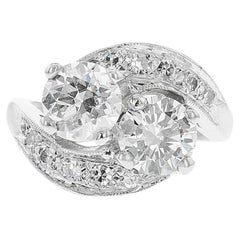 GIA Certified 1.07 ct. and 0.89 ct. Double Diamond Ring, Platinum