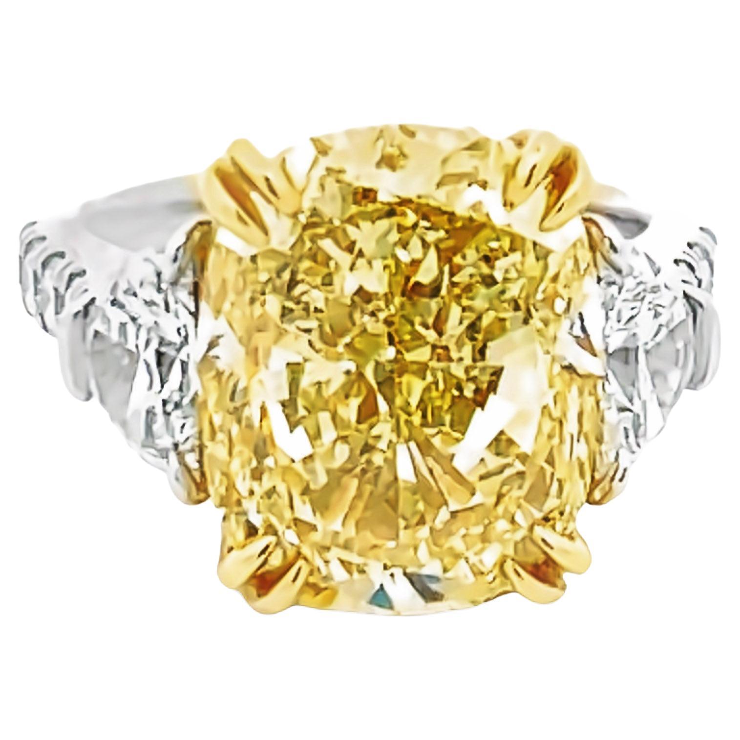 GIA Certified 10.71 Carat Fancy Yellow Diamond Engagement Ring