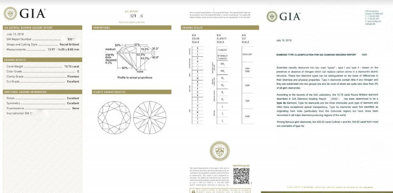 GIA Certified 10.76 & 10.95ct Diamond Stud Earrings E/FL Type 2a X Cut 18 Karat 4