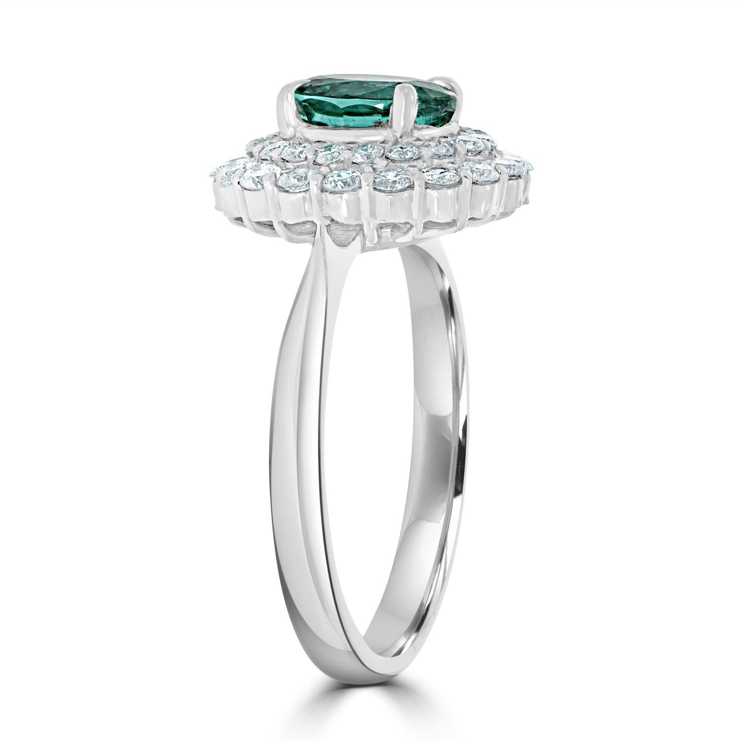 Oval Cut GIA Certified 1.07ct Brazilian Paraiba Tourmaline and Diamonds in Platinum Ring For Sale