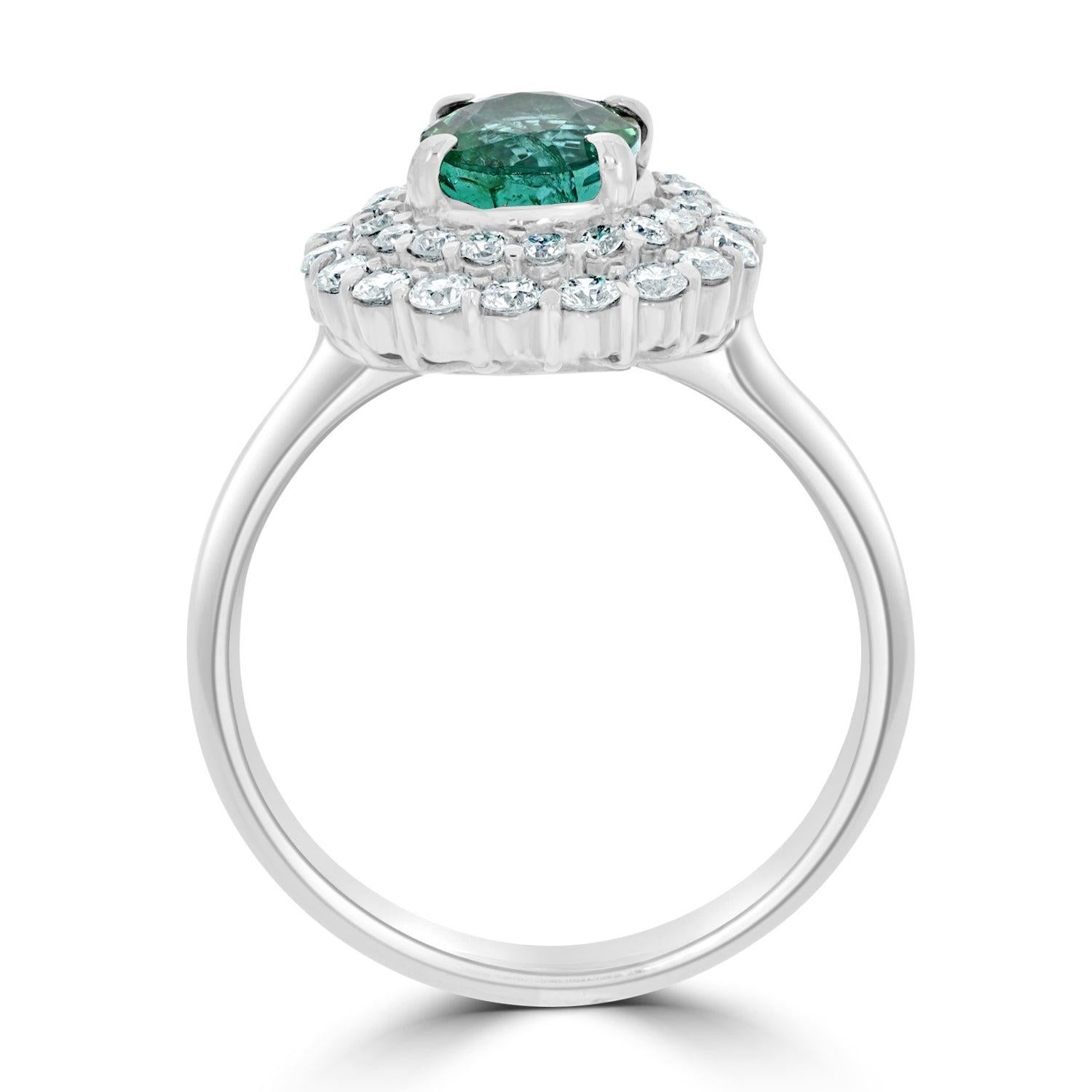 GIA Certified 1.07ct Brazilian Paraiba Tourmaline and Diamonds in Platinum Ring In New Condition For Sale In New York, NY