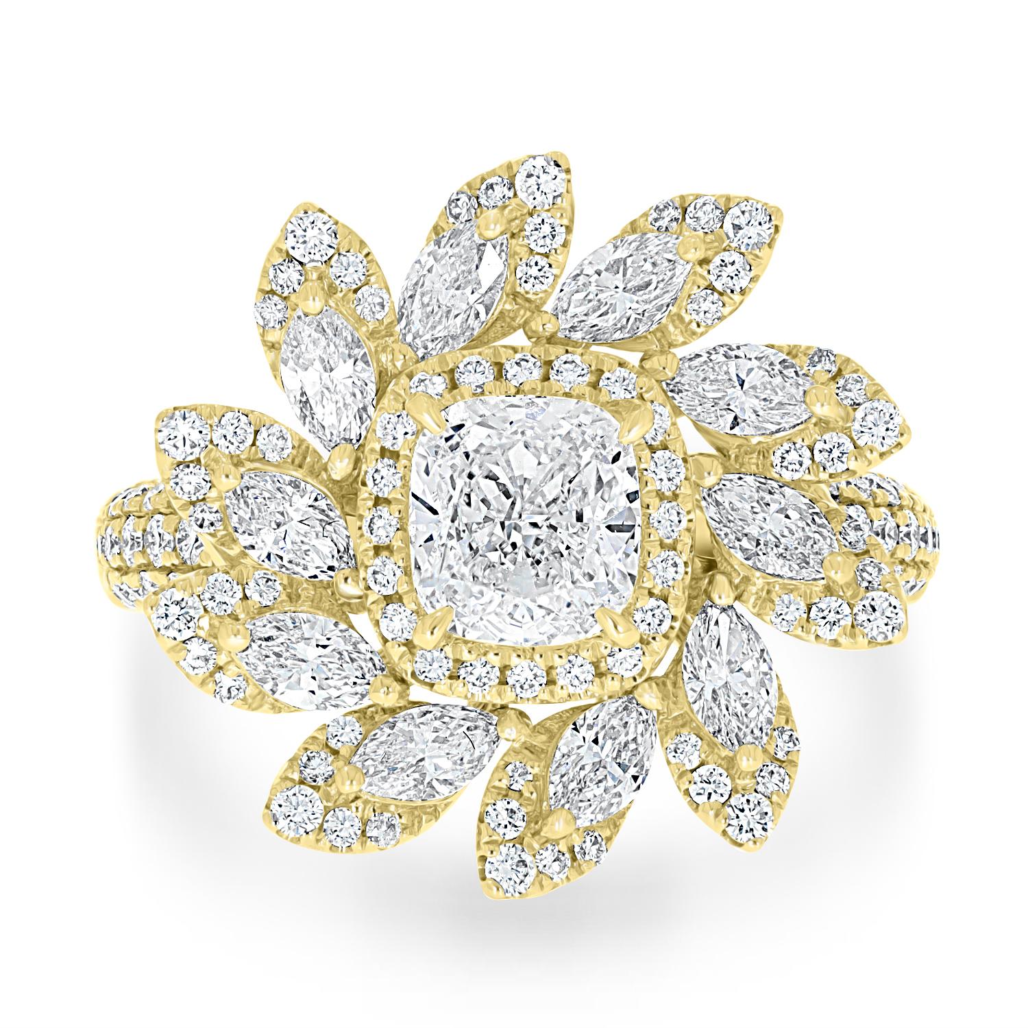 GIA Certified 1.07ct E (Colorless) VS2 Natural Diamond Floral Ring For Sale 3