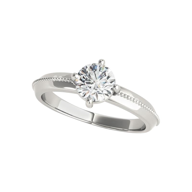 GIA Certified 1.07ct Anillo de diamantes redondo solitario con garras de corte