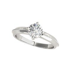 GIA Certified 1.07ct Anillo de diamantes redondo solitario con garras de corte