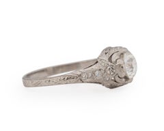 GIA Certified 1.08 Carat Art Deco Diamond Platinum Engagement Ring