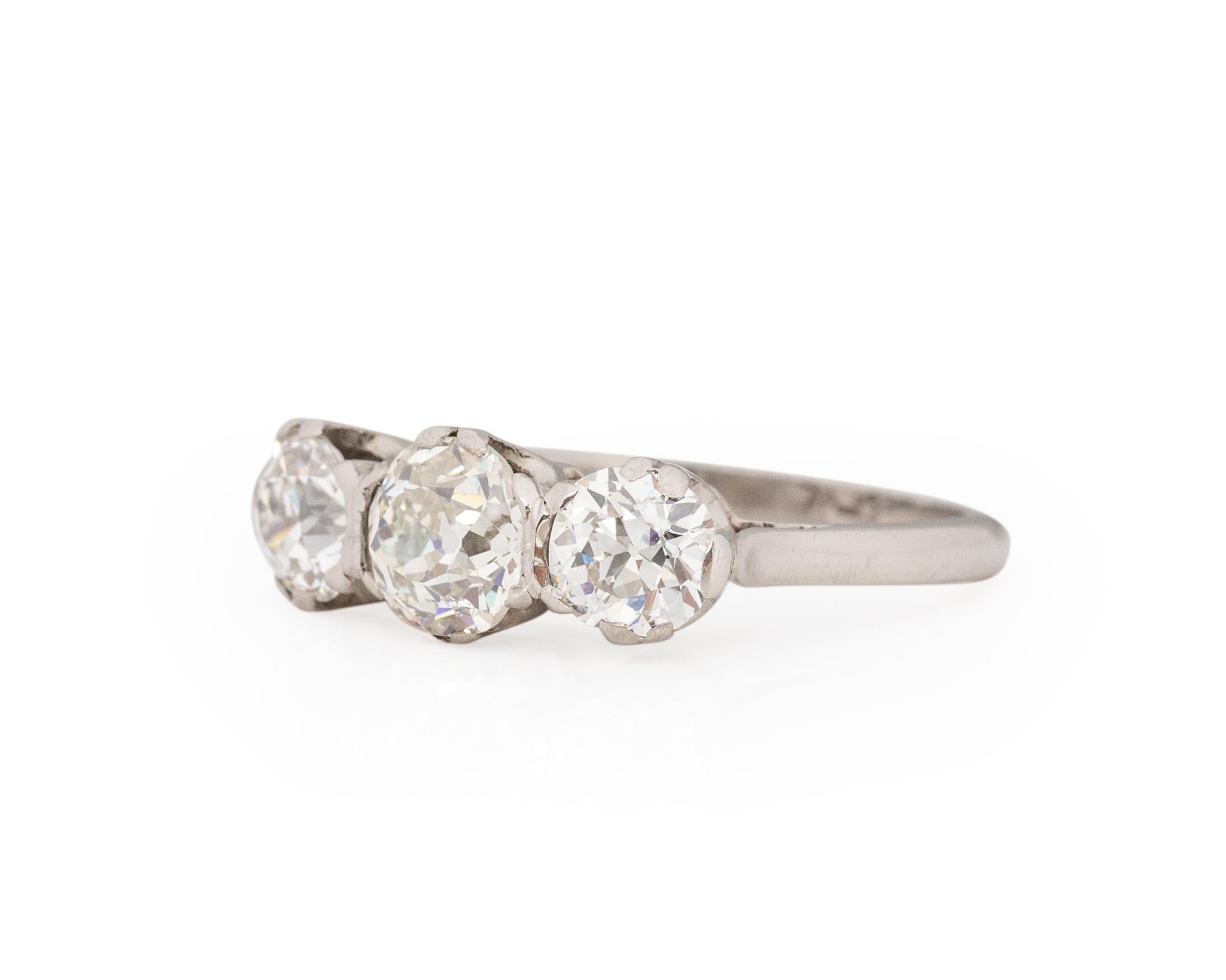 Antique Cushion Cut GIA Certified 1.08 Carat Art Deco Diamond Platinum Engagement Ring For Sale