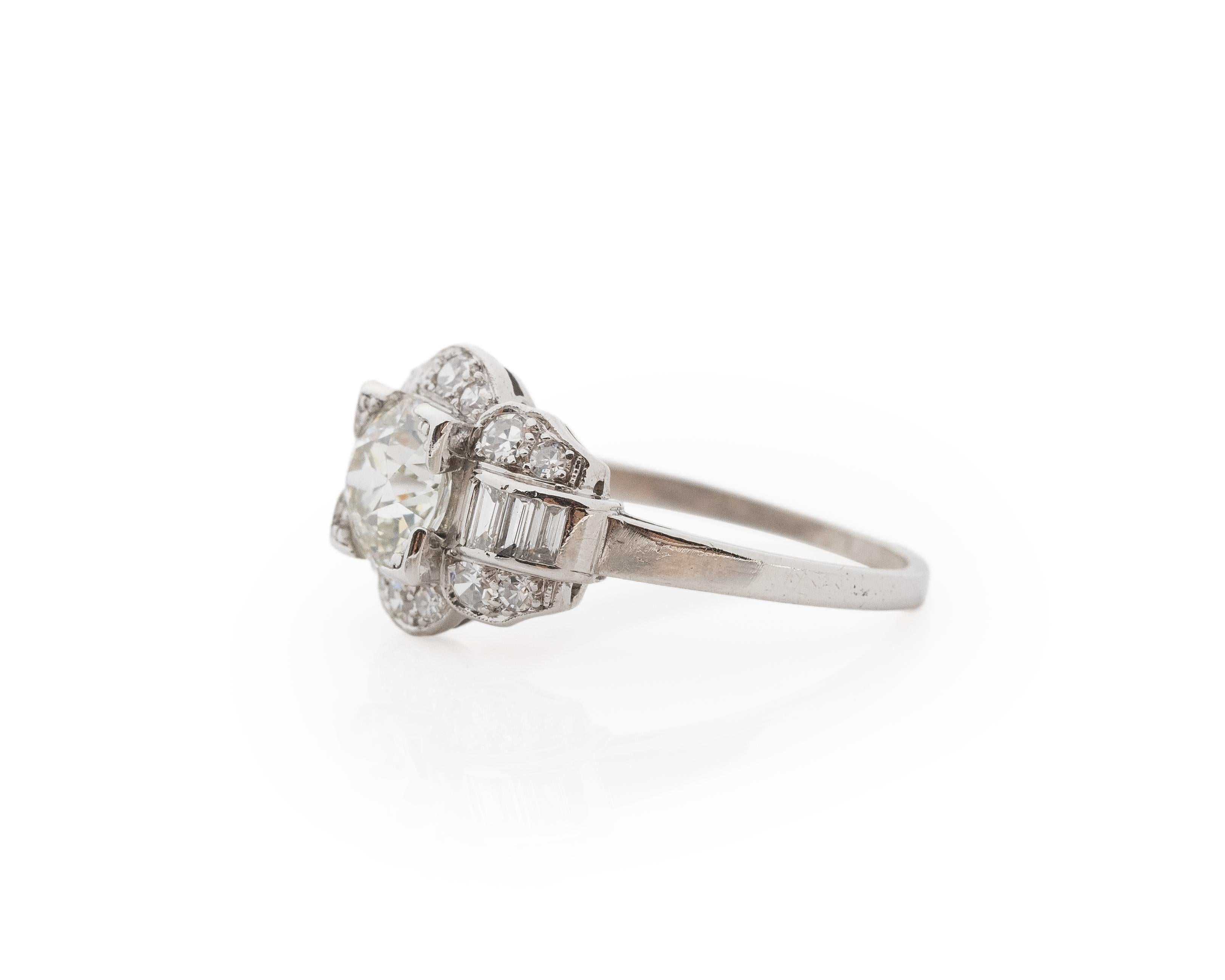 Old European Cut GIA Certified 1.08 Carat Art Deco Diamond Platinum Engagement Ring For Sale