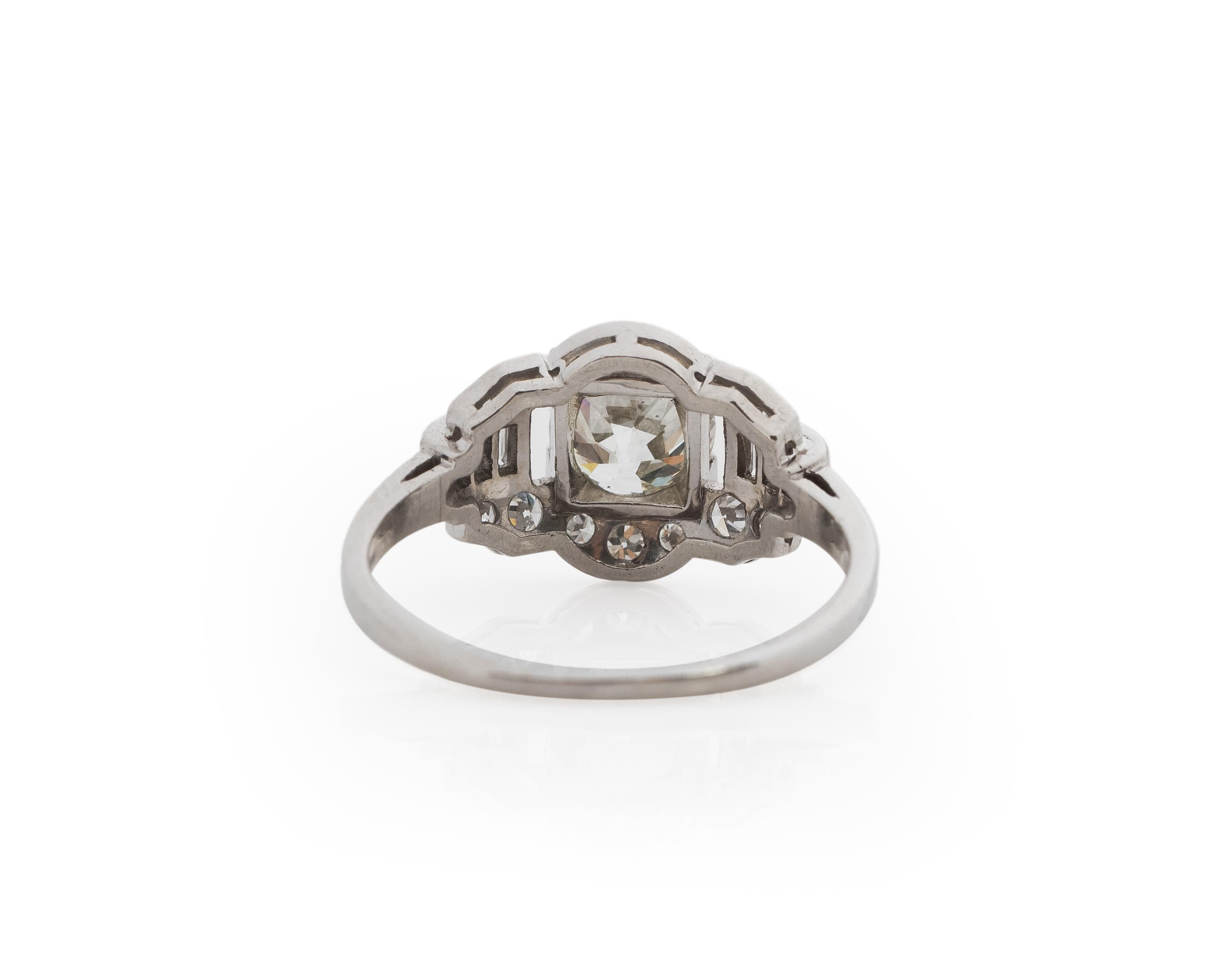 GIA Certified 1.08 Carat Art Deco Diamond Platinum Engagement Ring In Good Condition For Sale In Atlanta, GA