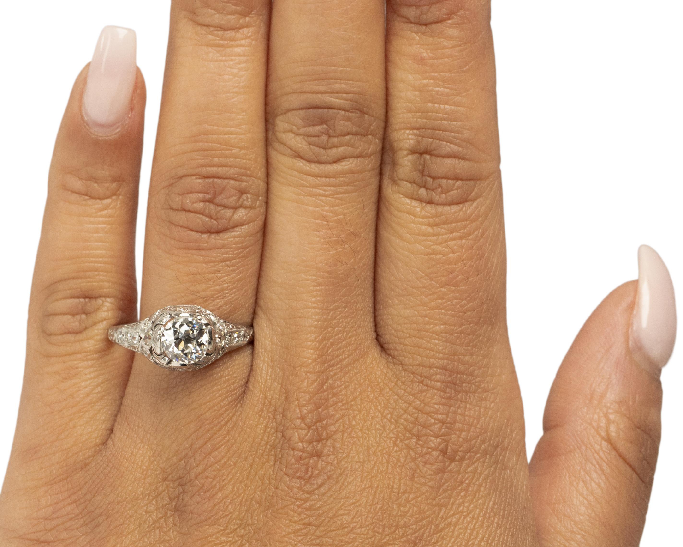 Women's GIA Certified 1.08 Carat Art Deco Diamond Platinum Engagement Ring For Sale