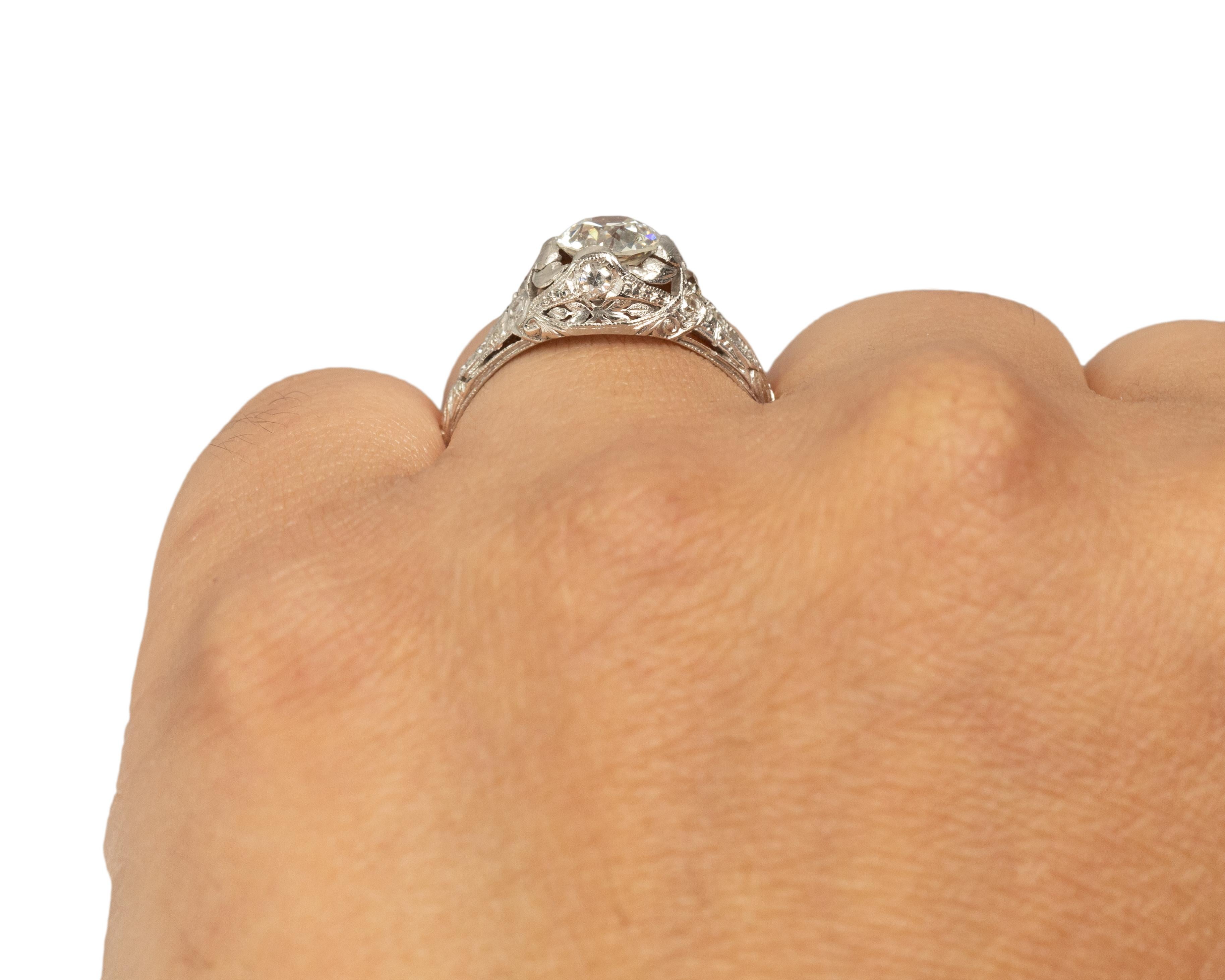 GIA Certified 1.08 Carat Art Deco Diamond Platinum Engagement Ring For Sale 1