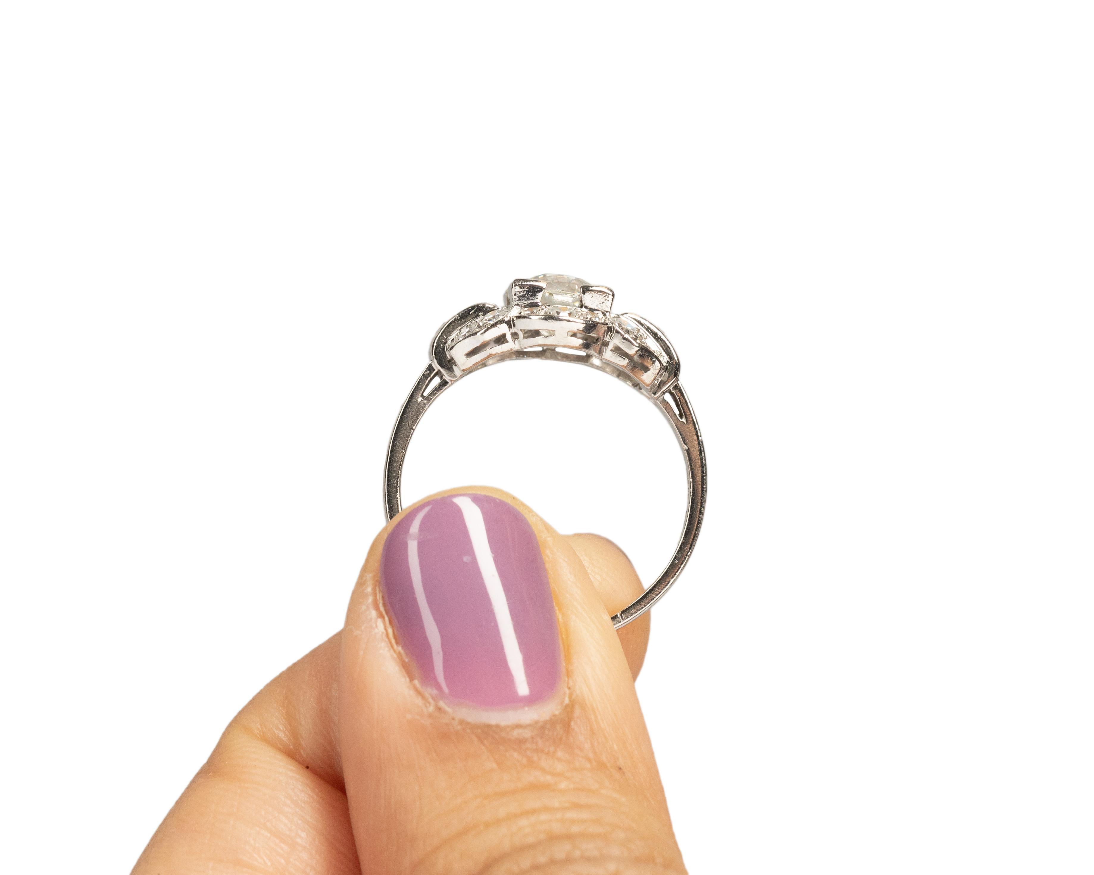GIA Certified 1.08 Carat Art Deco Diamond Platinum Engagement Ring For Sale 3