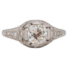 GIA zertifizierter 1,08 Karat Art Deco Diamant Platin Verlobungsring