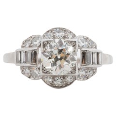 Antique GIA Certified 1.08 Carat Art Deco Diamond Platinum Engagement Ring