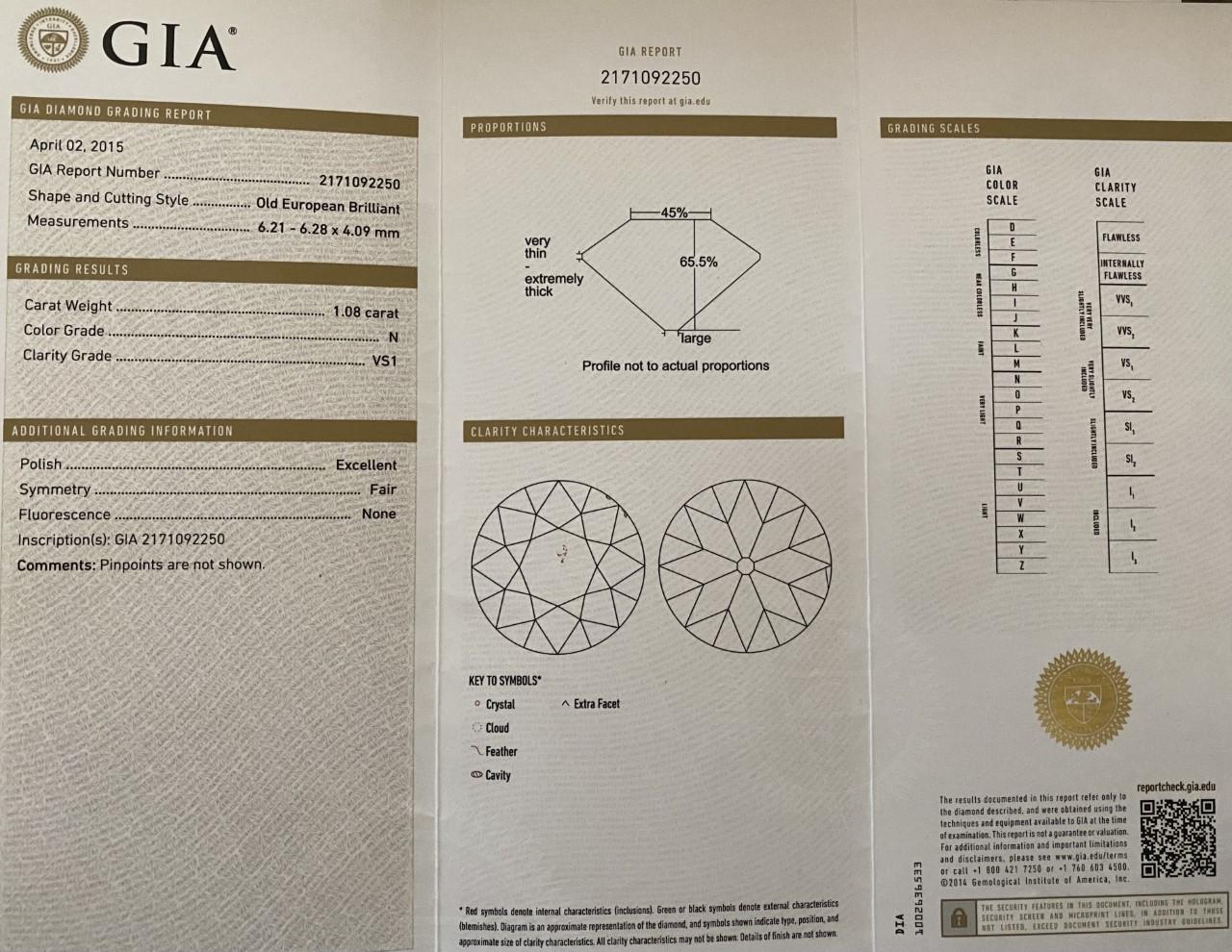 GIA-zertifizierter Verlobungsring mit 1,08 Karat Diamant im Angebot 1