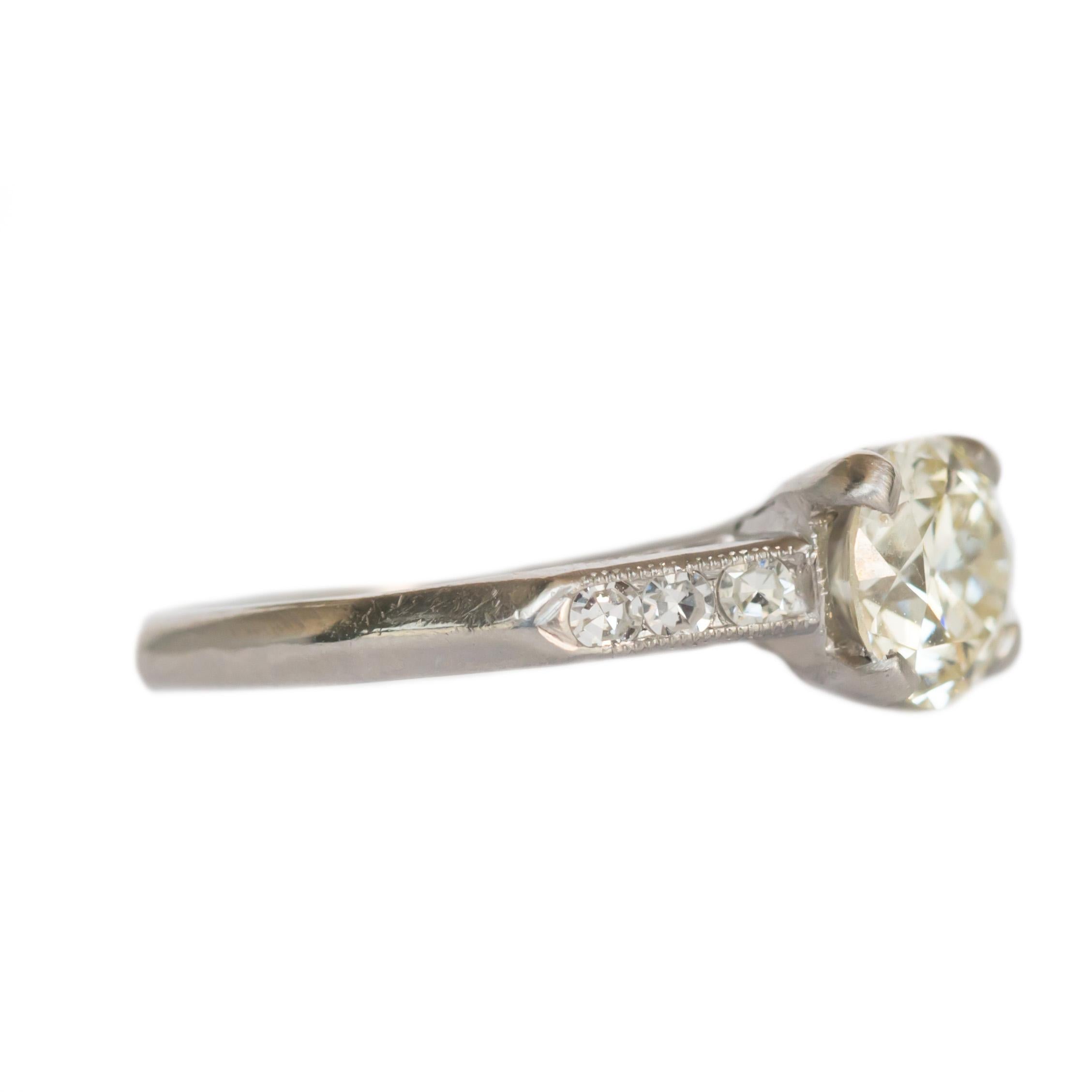 Art déco Bague de fiançailles en platine avec diamant certifié GIA de 1,08 carat en vente