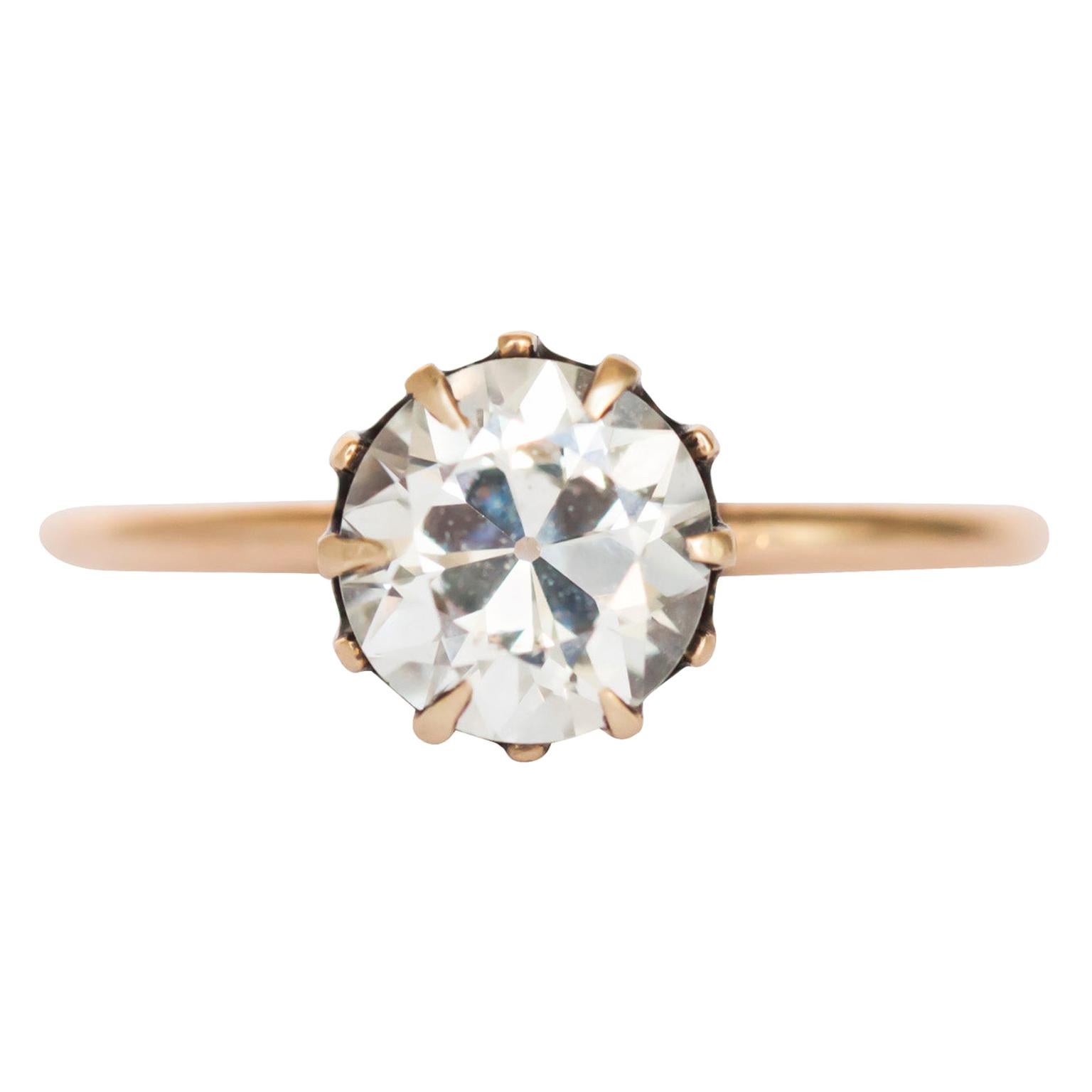GIA Certified 1.08 Carat Diamond Yellow Gold Engagement Ring